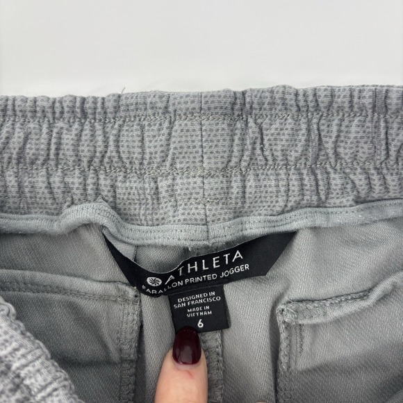 Athleta Farallon Printed Jogger Pants‎ Womens Size 6 Gray Pockets - Picture 6 of 11